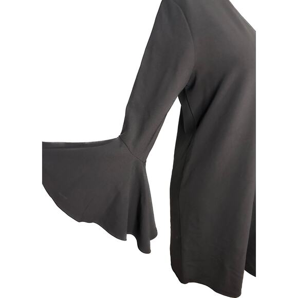 Everly women's dress black shift knee length long bell sleeves cocktail M - Picture 2 of 6